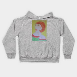 Portrait of red-haired woman Kids Hoodie